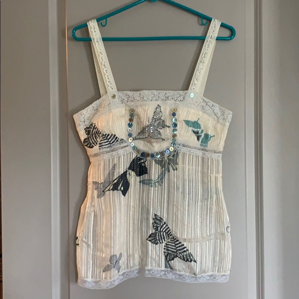 Beaded sheer tank top